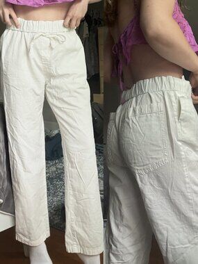 Zara White Straight Leg Linen Pants